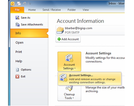 Outlook Configuration Settings