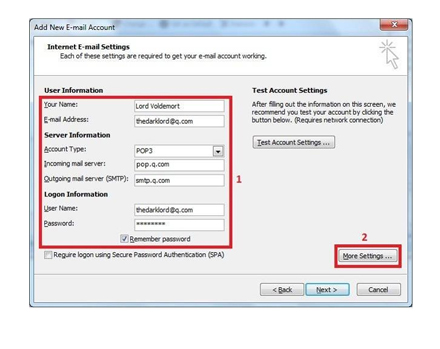 Outlook Configuration Settings