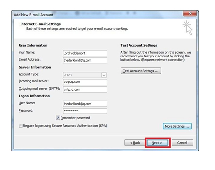 Outlook Configuration Settings